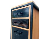 Ver imagem 7 de Gaveteiro de Madeira e Ferro Estilo Industrial - com 3 Gavetas e 4 Rodízios - Cores Preto e Canela