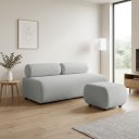 Ver imagem 1 de Sofá 3 Lugares e Puff para Sala Orgânico Nara Base Fixa Moderno Bouclê D03 - D'Rossi