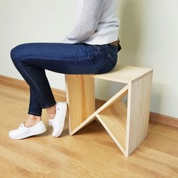 Banco Multifuncional Ilhéus 47x50x29 em Madeira de Pinus - NATURAL - 3