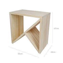 Banco Multifuncional Ilhéus 47x50x29 em Madeira de Pinus - NATURAL - 6