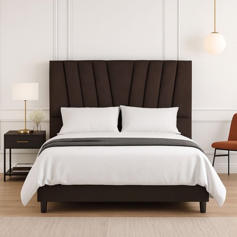 Cabeceira Cama Box Solteiro 90 Cm Noah em Corino com Frame:marrom