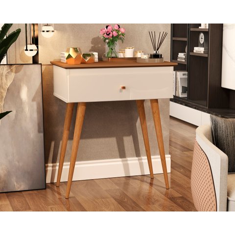 Aparador Europa Pés Retro 1 Gaveta Off White/freijó