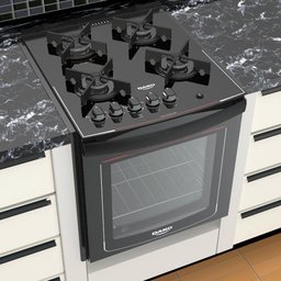 Fogão de Embutir 4 Bocas Glass Mesa Vidro Dako Preto Bivolt - 1