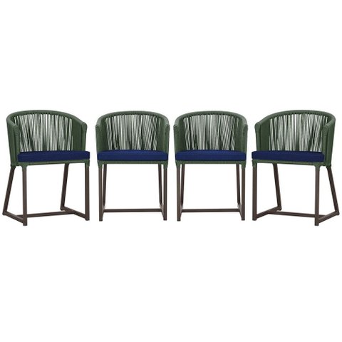 4 Cadeiras de Jantar Área Noronha em Alumínio com Pintura Marrom Corda Náutica E10 Trama Original