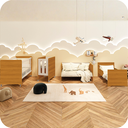 Ver imagem 1 de Quarto de Bebê Berço Evolution + Guarda Roupa Infantil 4P e 3g Areia Savana Classic 02 Colchões