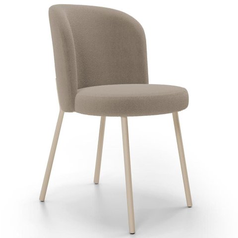 Cadeira para Sala de Jantar Cozinha Estofada Gavi Arena L02 Bouclê Bege - Lyam Decor