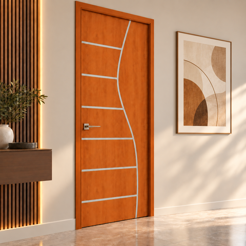 Porta Moderna Interna ou Externa Alto Padrão Casa Luxuosa:Mogno