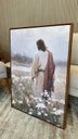 Ver imagem 1 de Quadro Decorativo Jesus no Campo de Flores Canvas 90x67 Moldura Flutuante\