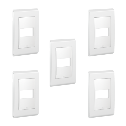 Kit C/5 Placa 4x2 1 Posição Weg Refinatto Style Branco Acetinado