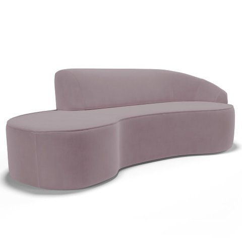 Sofá Living 4 Lugares 280cm Braço Direito Mozart D06 Veludo Rosê - Mpozenato