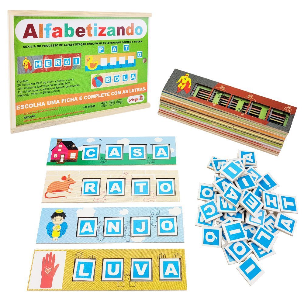 Brinquedo Pedagógico Infantil De Madeira Letra Alfabetizando ...