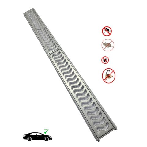 Ralo Pluvial 10x100 com Suporte e Tela Anti Insetos - Escovado(2 Ralos de 50cm)- Znubi Grelhas & Cia