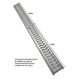 Ralo Pluvial 10x100 com Suporte e Tela Anti Insetos - Escovado(2 Ralos de 50cm)- Znubi Grelhas & Cia - 2