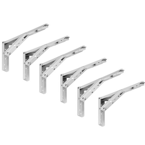 Kit 03 Pares Suporte para Mesa Dobrável Retrátil 30 Cm H02 Mão Francesa Branco - Lyam
