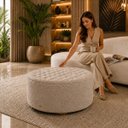 Ver imagem 2 de Puff Redondo Estilo Bouclê Moscow Capitonê Decorativo
