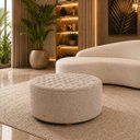 Ver imagem 1 de Puff Redondo Estilo Bouclê Moscow Capitonê Decorativo