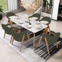 Ver imagem 2 de Kit 04 Cadeiras de Jantar e Estar Living Estofada Nadja L02 Linho Verde Musgo - Lyam Decor