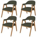Ver imagem 1 de Kit 04 Cadeiras de Jantar e Estar Living Estofada Nadja L02 Linho Verde Musgo - Lyam Decor