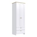 Ver imagem 1 de Guarda-Roupa Solteiro Americano 2 Portas 2 Gavetas Branco/Ipê - Decibal