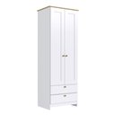 Ver imagem 1 de Guarda-roupa Solteiro Americano 2 Portas 2 Gavetas Branco/ipê - Decibal