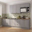 Ver imagem 1 de Cozinha Completa Modulada 6 Peças 100% MDF com 3 Balcões e Nicho para Microondas Cinza/Nature Emily