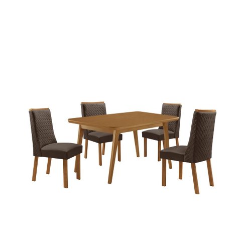 Mesa de Jantar Copper 120cm Tampo MDF Laminado Canto Copo com 4 Cadeiras Carolina