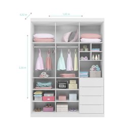 Guarda Roupa Infantil Pérola com 3 Portas - Branco - 4