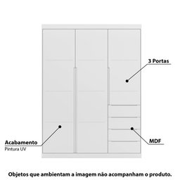 Guarda Roupa Infantil Pérola com 3 Portas - Branco - 2