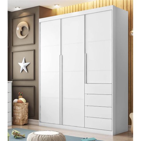 Guarda Roupa Infantil Pérola com 3 Portas - Branco