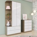 Ver imagem 2 de Guarda Roupa 2 Portas e Comoda 4 Gavetas Labirinto Rustico Branco Henn
