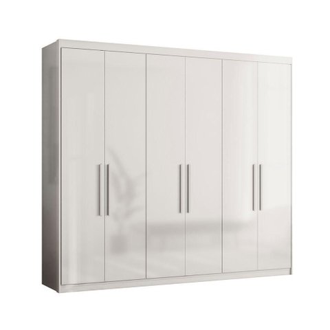 Guarda Roupa Casal Artemis 6 Portas 2 Gavetas MDF Branco Demóbile