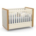 Ver imagem 2 de Jogo de Quarto Infantil Berço com Capitonê e Cômoda 4 Gavetas Tutto New Off White/freijó - Matic Móv