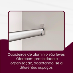 Guarda Roupa Casal MDF com Espelho 3 Portas de Correr Luna - 8