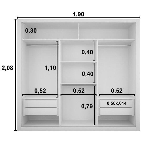 Guarda-Roupa Casal 3 Portas de Correr Dora  - 4