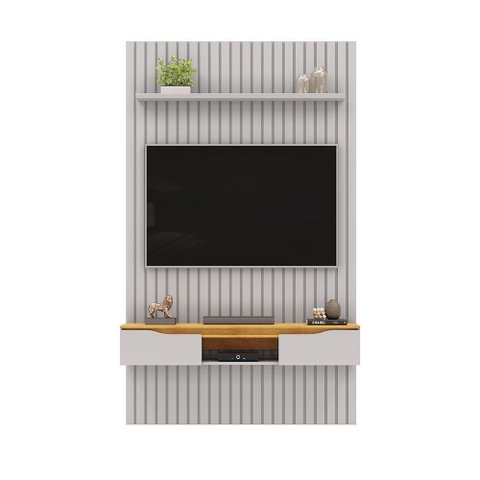 Painel Suspenso Ripado Seko Tv 55" Portas Basculantes Borda Chanfrada Bali/cedro G18 - Gran Belo