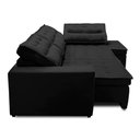 Ver imagem 4 de Sofá de Canto Retrátil e Reclinável com Molas 3,00x2,00 Viena Suede Preto Mirra Decor