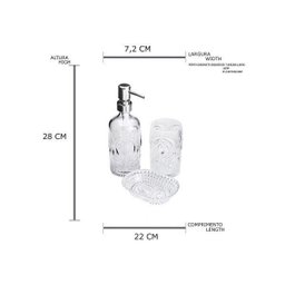 Conjunto 3 Peças Banheiro de Vidro Pierre Transparente - 2