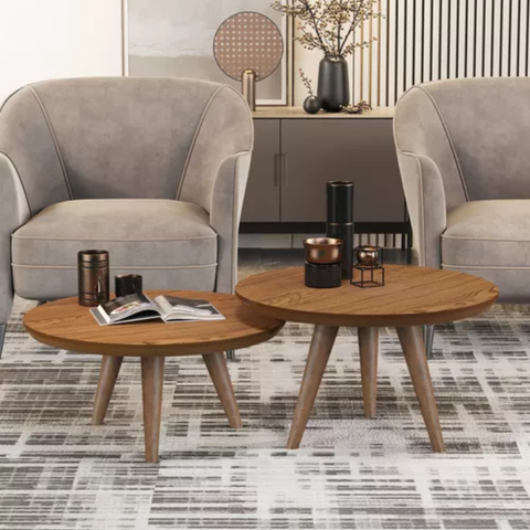 Conjunto de Mesas para Sala com Design Moderno Luma - Freijó