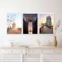 Ver imagem 2 de Kit 3 Quadros Decorativos Fotos de Portugal 24x18cm:madeira Branca