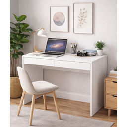 Escrivaninha Mesa Escritório Tijuca 2 Gavetas 90cm Branca - 2