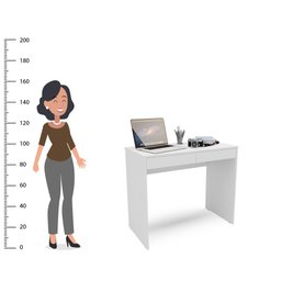 Escrivaninha Mesa Escritório Tijuca 2 Gavetas 90cm Branca - 11