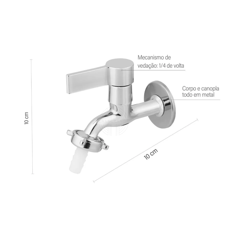 Torneira para Jardim Tanque Metal Alavanca Cromada 1128 C65 Casagrande Mundial - 3