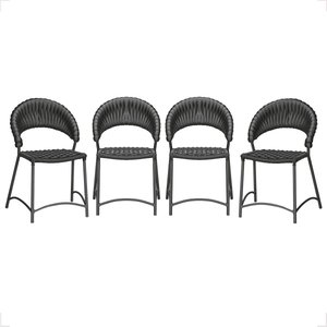 Cadeira de Jantar Milão Aluminio e Croche Náutico 4 Unidades - Preta