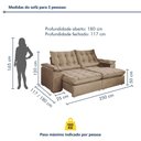 Ver imagem 4 de Sofa Retratil e Reclinavel Valencia 250cm Kc Rei de Casa Veludo Bege