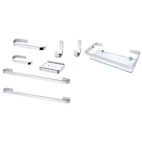 Suporte Kit de Acessório para Banheiro 8 Peças Cromado