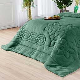 Kit Roupa de Cama Edredom Coberdrom Floral Hibisco Verde King 03 Peças - Dupla Face Manta Microfibra - 4
