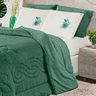 Kit Roupa de Cama Edredom Coberdrom Floral Hibisco Verde King 03 Peças - Dupla Face Manta Microfibra - 2