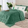 Kit Roupa de Cama Edredom Coberdrom Floral Hibisco Verde King 03 Peças - Dupla Face Manta Microfibra - 1