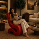 Ver imagem 2 de Poltrona Decorativa Marina Corino Modena Orgânica Moderna Vermelho Corino Modena
