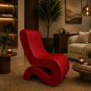 Ver imagem 1 de Poltrona Decorativa Marina Corino Modena Orgânica Moderna Vermelho Corino Modena